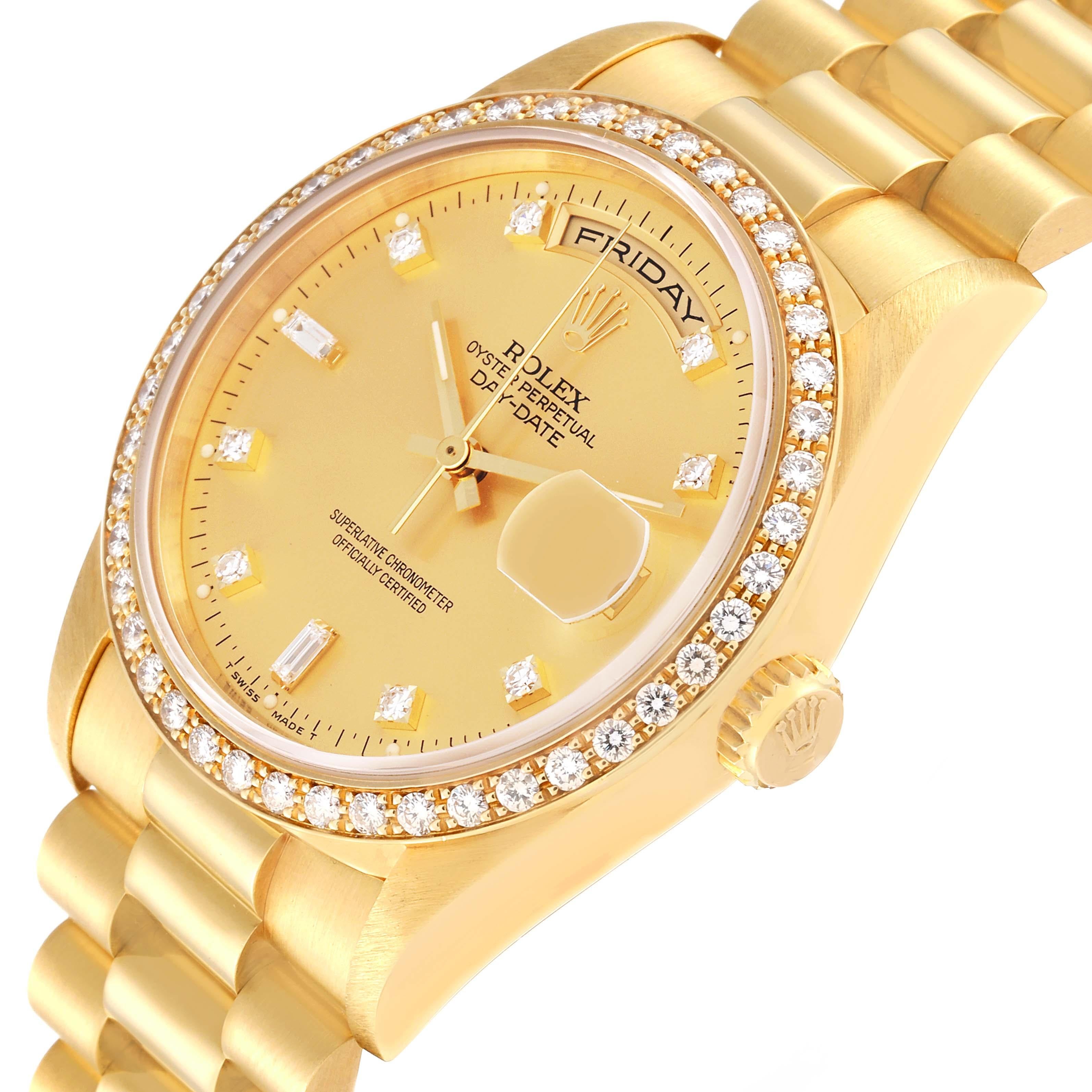 Rolex President Day Date 36mm Gelbgold Diamant-Herrenuhr 18348 2
