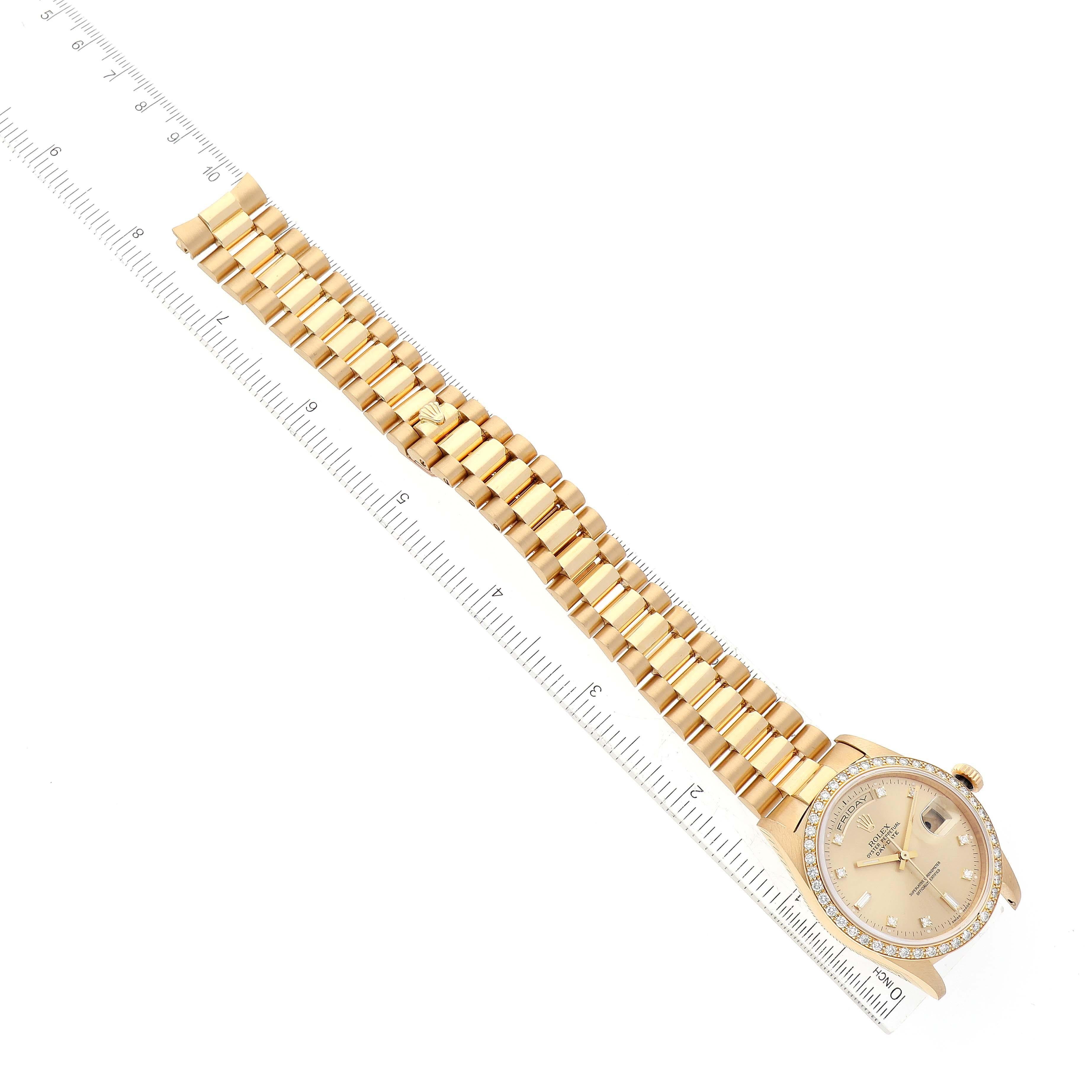 Rolex Montre President Day Date en or jaune et diamants de 36 mm pour hommes 18348 en vente 5