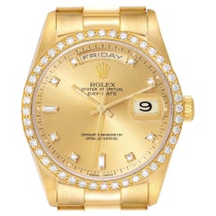Rolex Montre President Day Date en or jaune et diamants de 36 mm pour hommes 18348