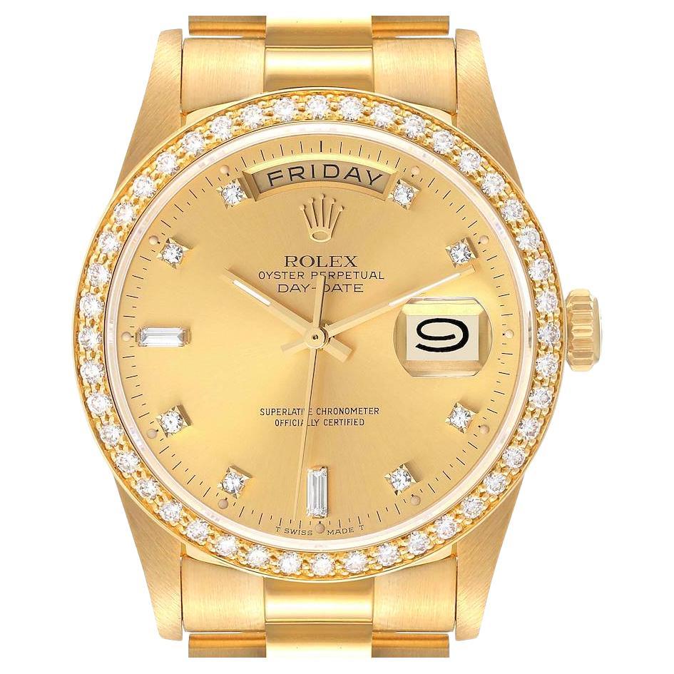 Rolex President Day Date Yellow Gold Diamond Mens Watch 18348 at 1stDibs rolex 18348, 18348