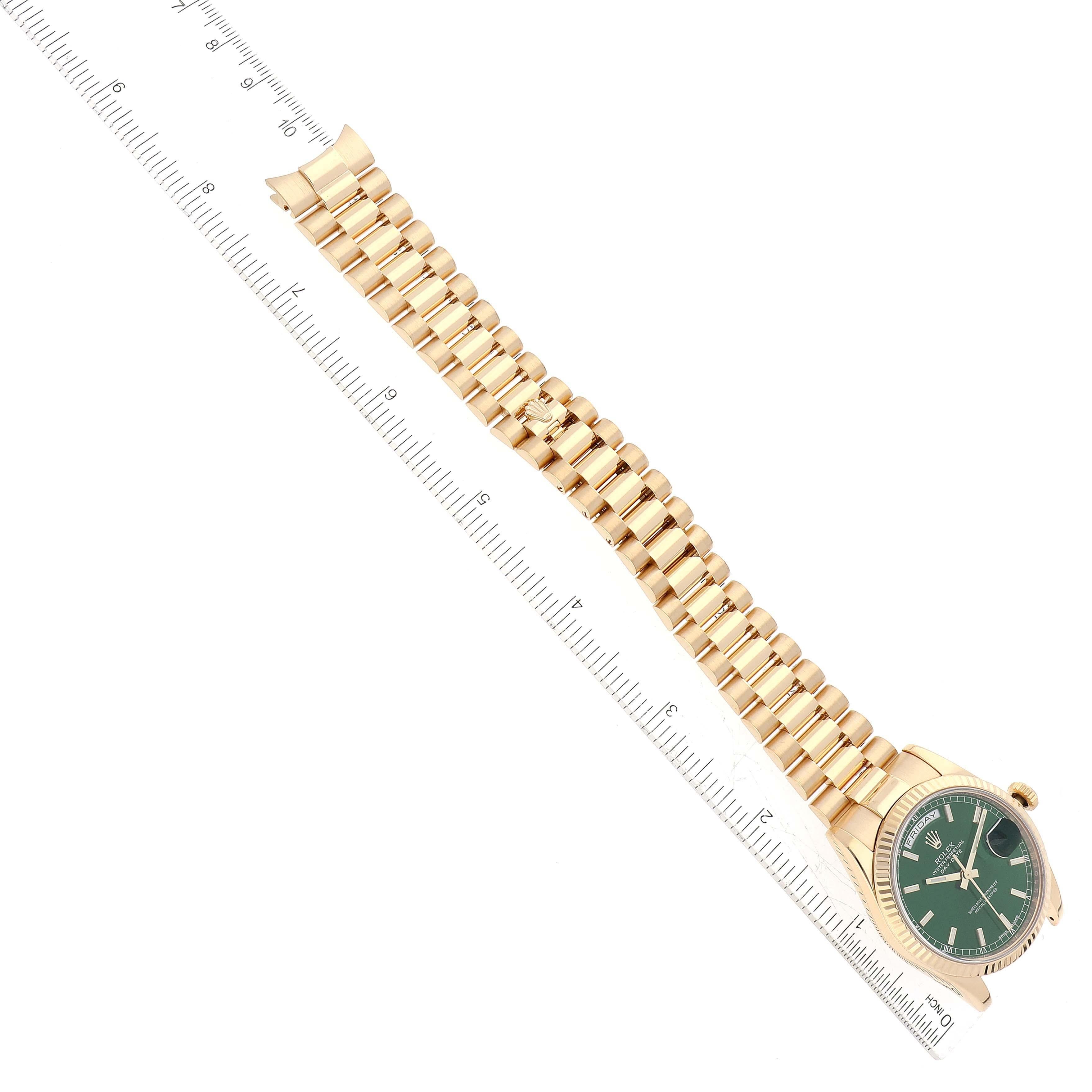 Rolex President Day Date 36mm Yellow Gold Green Dial Mens Watch 118238 Box Card 3