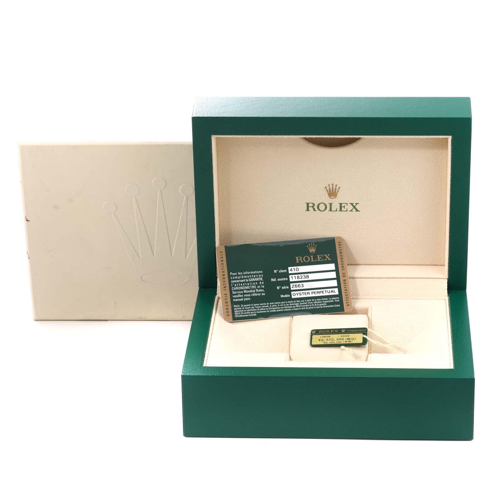 Rolex President Day Date 36mm Yellow Gold Green Dial Mens Watch 118238 Box Card 5