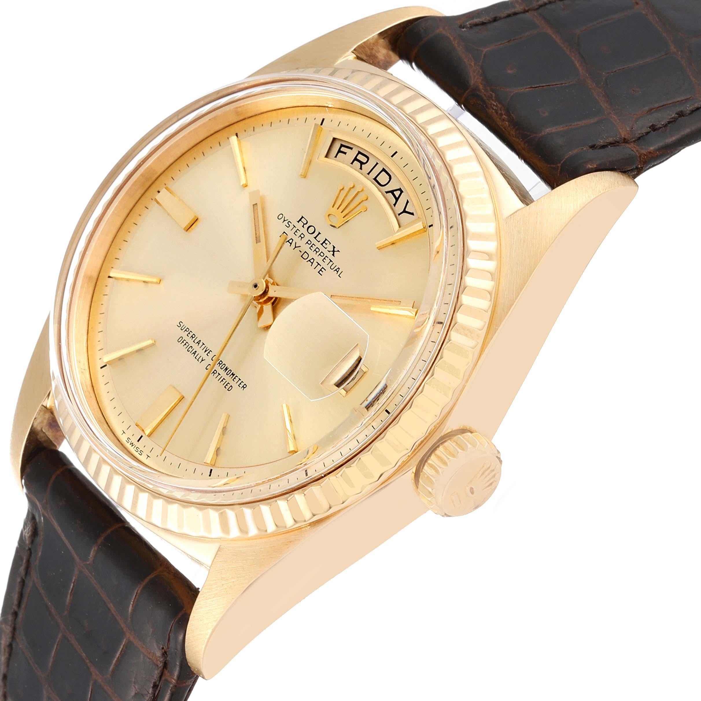 Men's Rolex President Day-Date 36mm Yellow Gold Leather Strap Vintage Mens Watch 1803