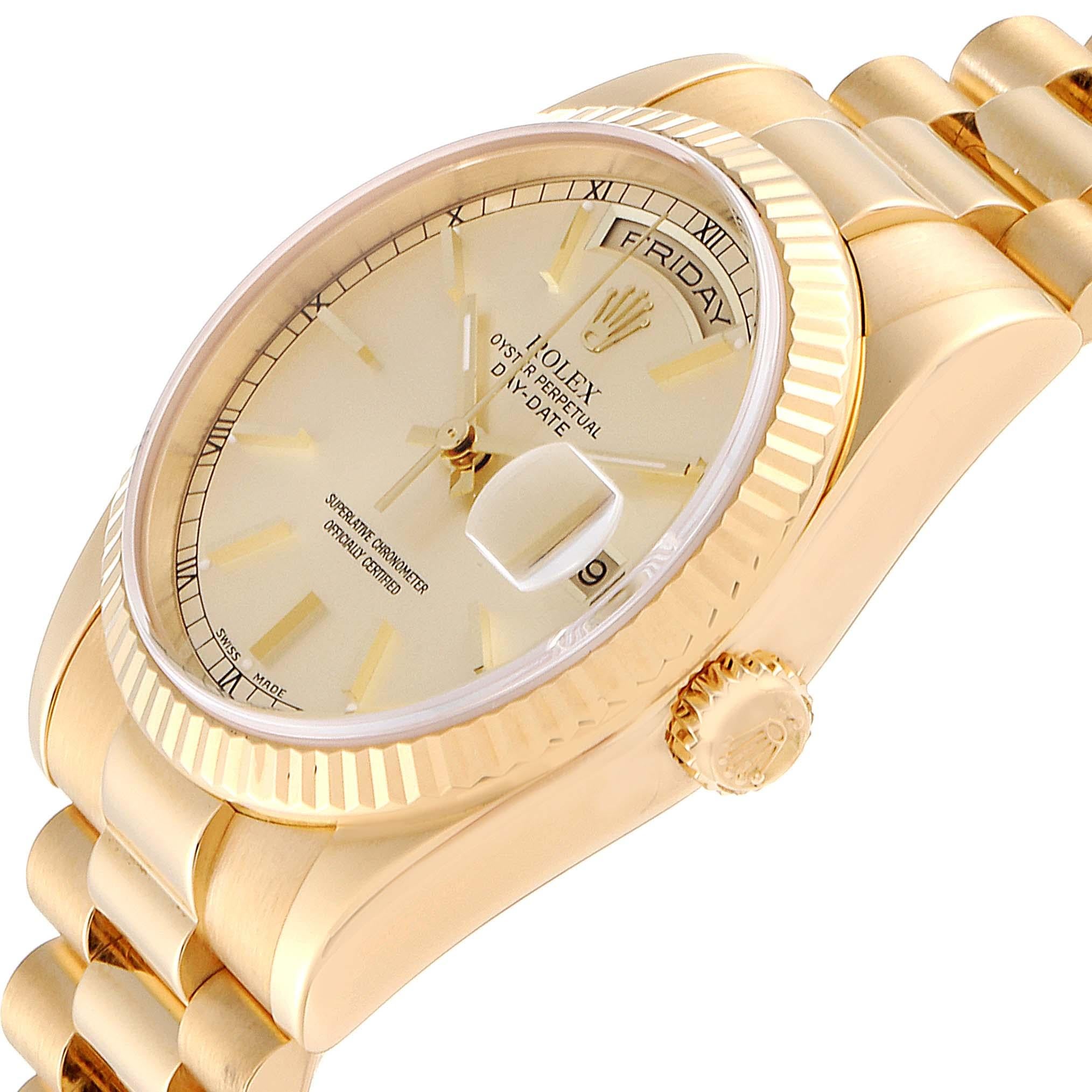 Rolex President Day Date Yellow Gold Men's Watch 118238 Box Papers In Excellent Condition In Atlanta, GA