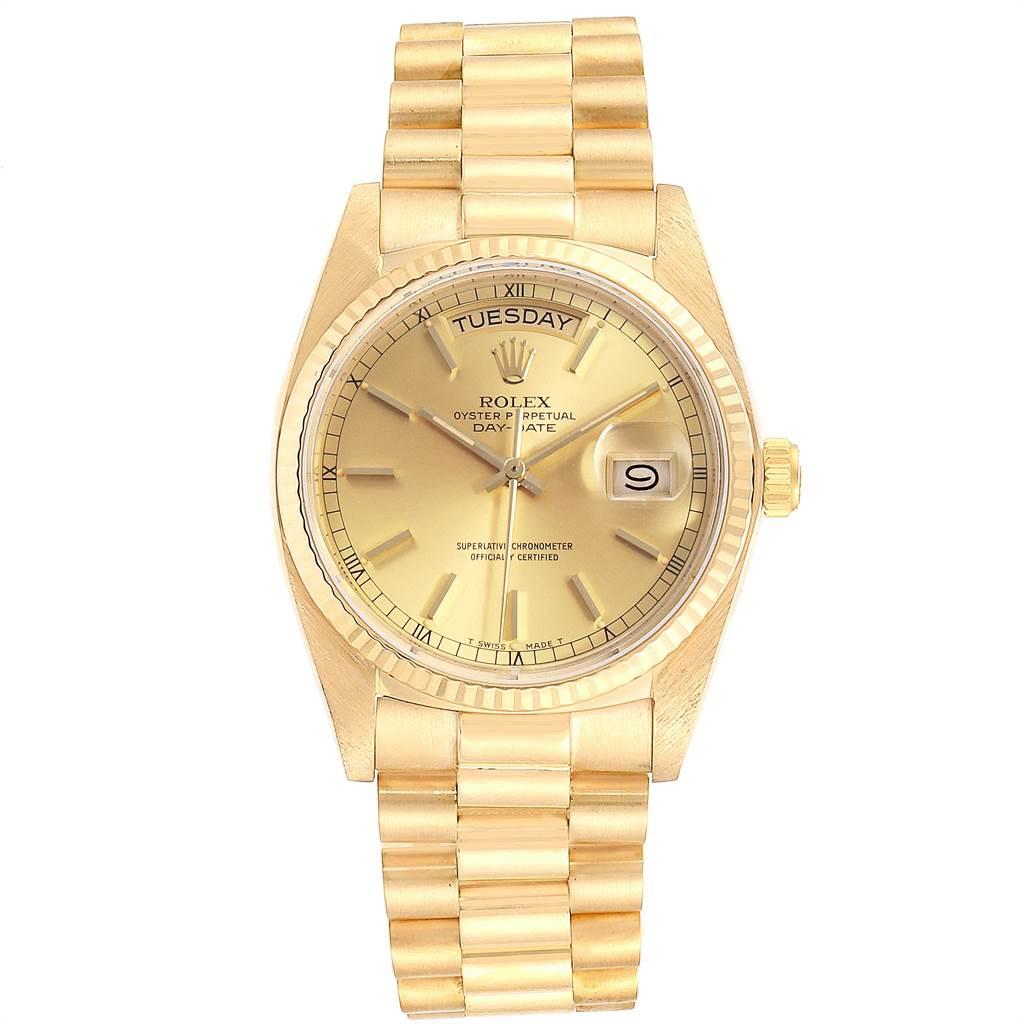 Rolex President Day-Date Yellow Gold Men's Watch 18038 In Excellent Condition In Atlanta, GA