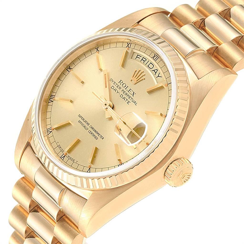 Rolex President Day-Date Yellow Gold Mens Watch 18038 For Sale 2