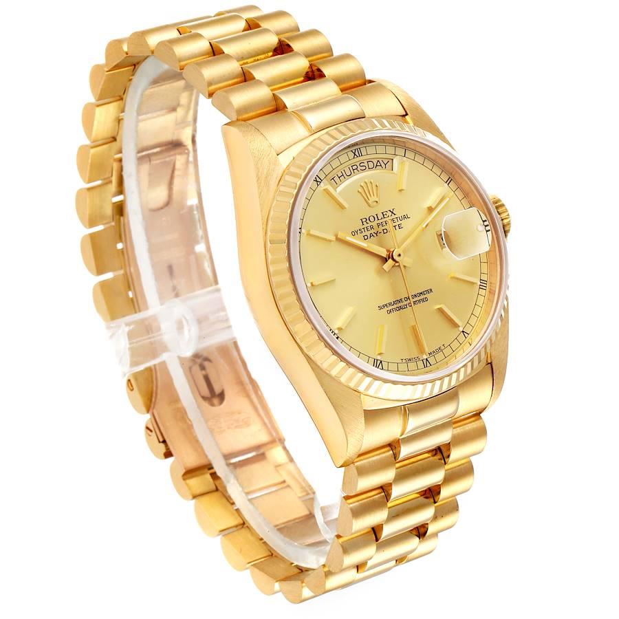 Rolex President Day-Date Yellow Gold Mens Watch 18038 Papers In Excellent Condition For Sale In Atlanta, GA