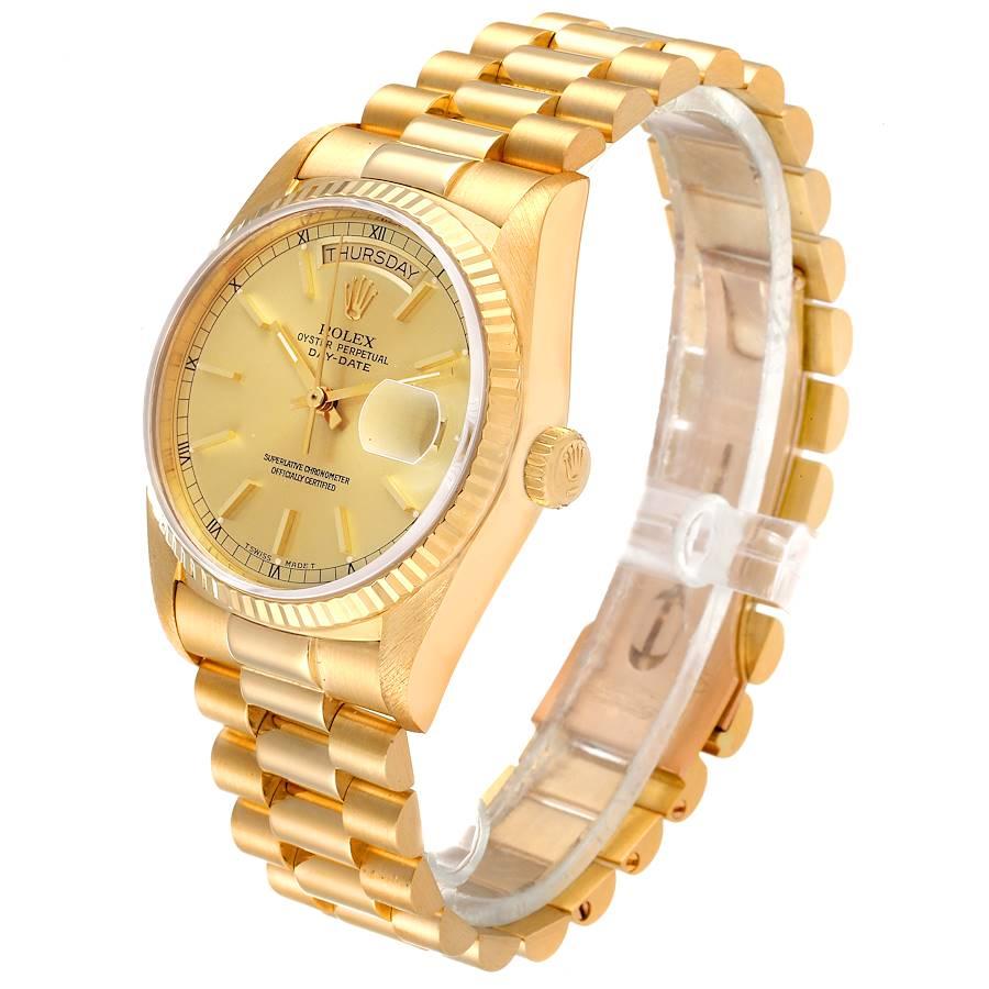 Men's Rolex President Day-Date Yellow Gold Mens Watch 18038 Papers For Sale