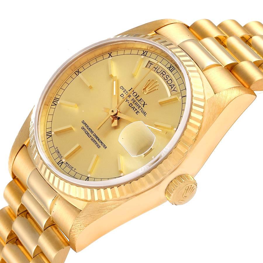 Rolex President Day-Date Yellow Gold Mens Watch 18038 Papers For Sale 1