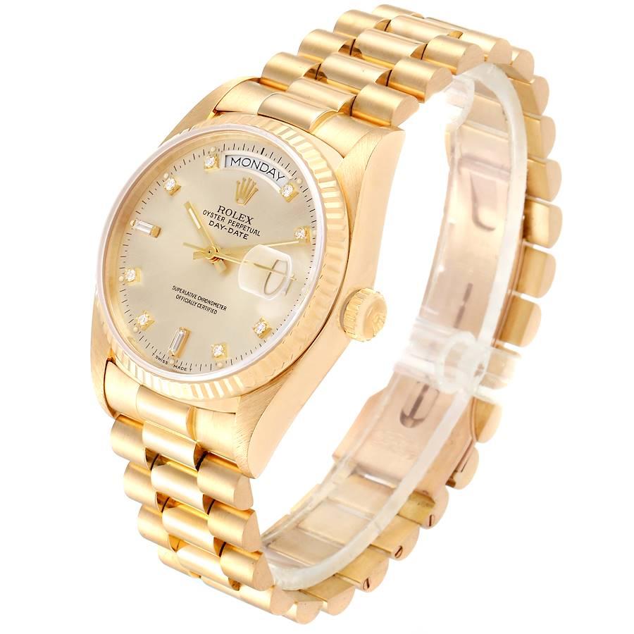 Rolex President Day-Date Yellow Gold Silver Dial Men's Watch 18038 Box In Excellent Condition For Sale In Atlanta, GA