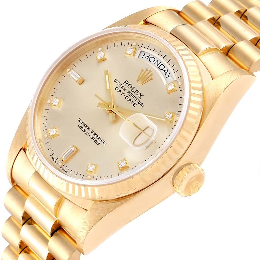 Rolex President Day-Date Yellow Gold Silver Dial Men's Watch 18038 Box For Sale 1