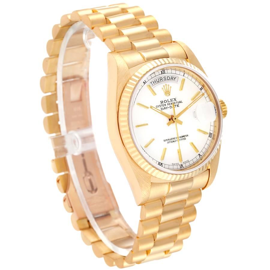 Rolex President Day-Date 36mm Yellow Gold White Dial Mens Watch 18038 ...