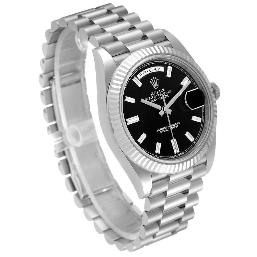 Rolex President Day-Date 40 Black Diamond Dial White Gold Watch 228239 Box Card Excellent état - En vente à Atlanta, GA