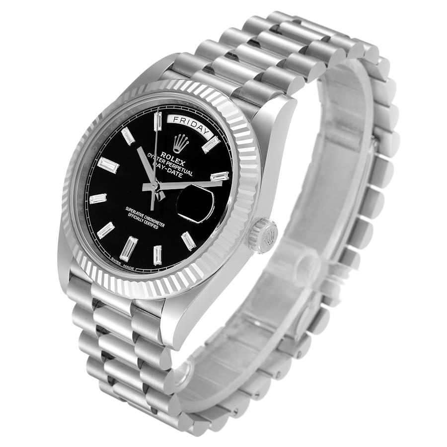Rolex President Day-Date 40 Black Diamond Dial White Gold Watch 228239 Box Card Pour hommes en vente
