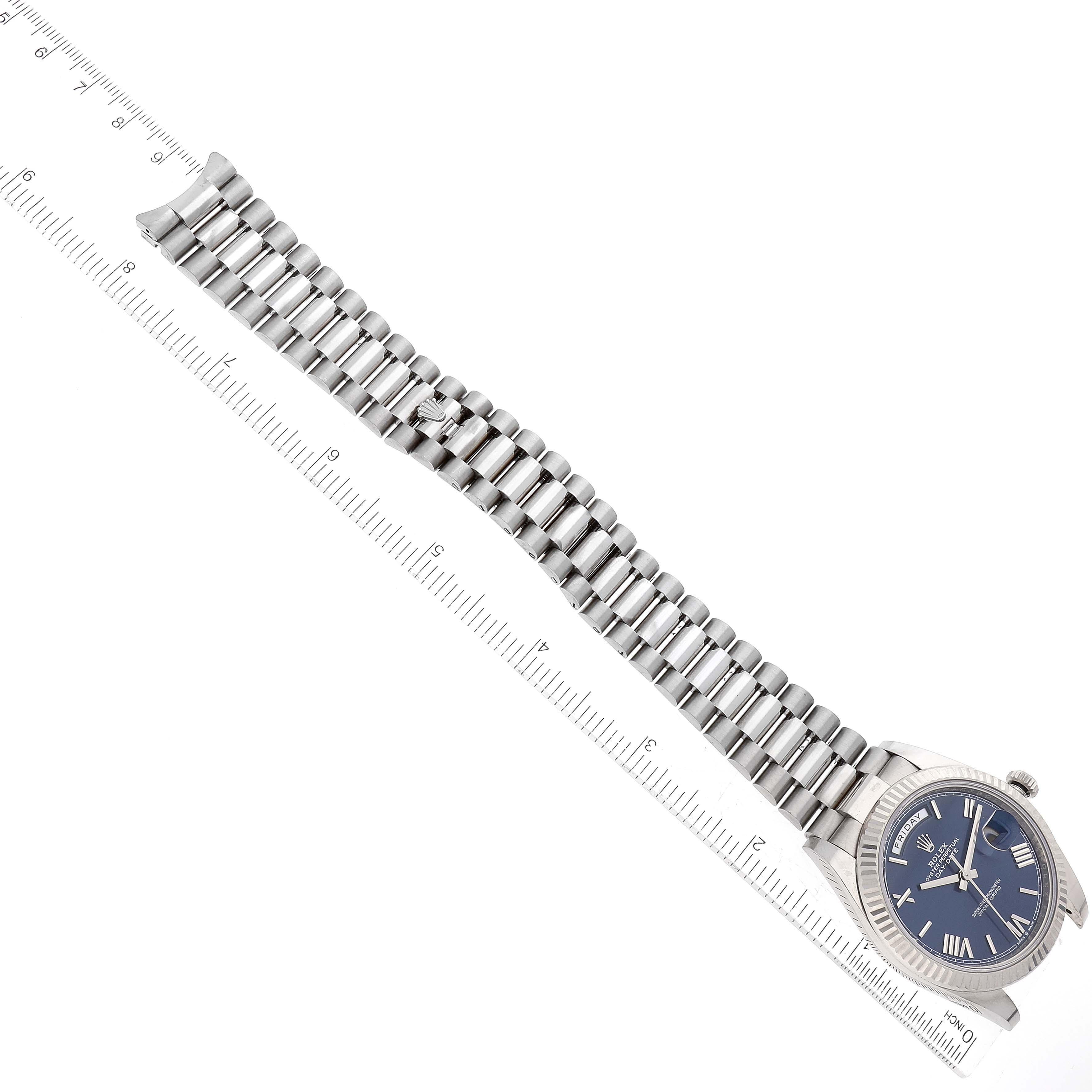 Rolex President Day-Date 40 Blue Dial White Gold Mens Watch 228239 Box Card For Sale 8