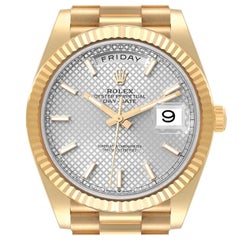 Rolex President Day-Date 40 Gelbgold Silber Diagonal Zifferblatt Herrenuhr 228238