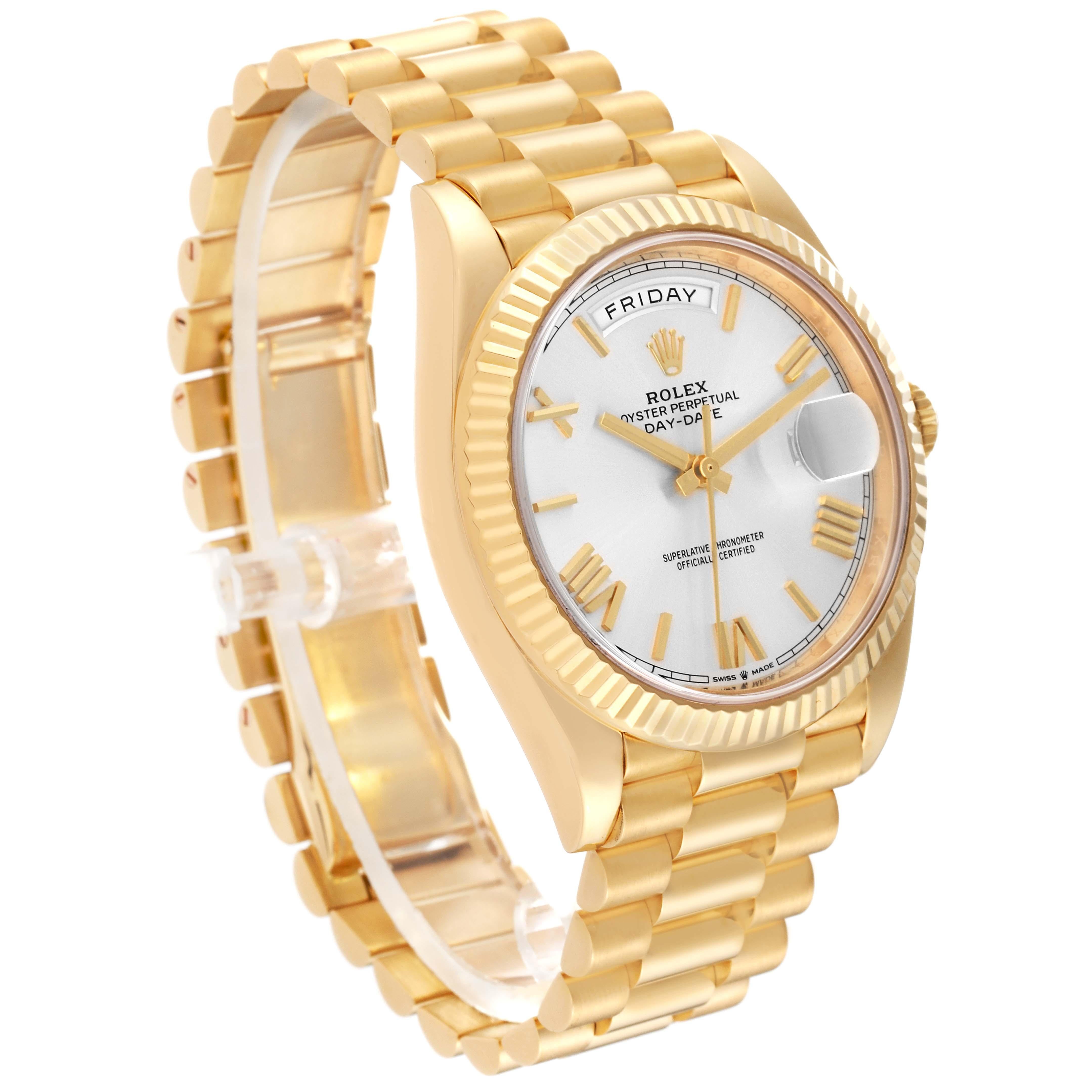 Rolex President Day Date 40 Yellow Gold Silver Dial Mens Watch 228238 Card For Sale 4