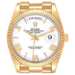 Rolex President Day-Date 40 Yellow Gold White Dial Mens Watch 228238 Box Card