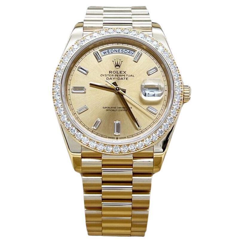 Rolex President Day Date 40mm 228348RBR Factory Diamonds 18K Gold Box Paper For Sale