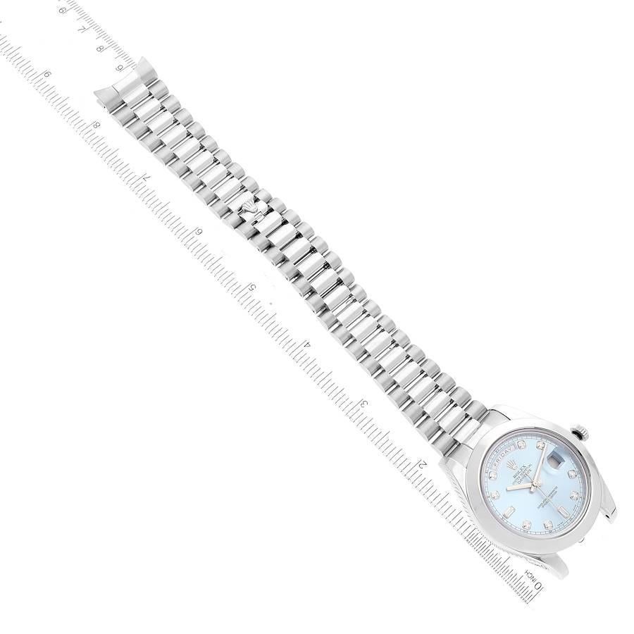 Rolex President Day-Date 41 Blue Diamond Dial Platinum Mens Watch 218206 3