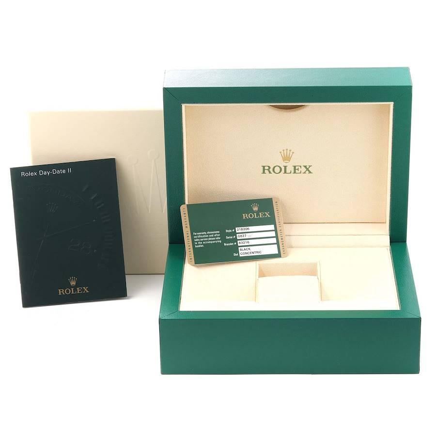 Rolex President Day-Date 41 Matte Black Dial Platinum Mens Watch 218206 Box Card For Sale 5