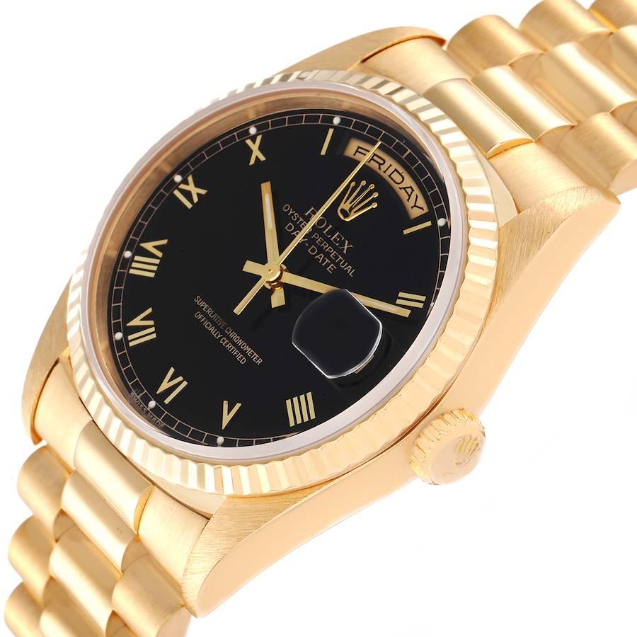 Rolex President Day-Date Black Dial Yellow Gold Mens Watch 18238 1