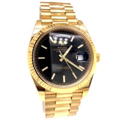 Rolex President Day Date Black Motif Dial 18k Yellow Gold Men's Watch 228238
