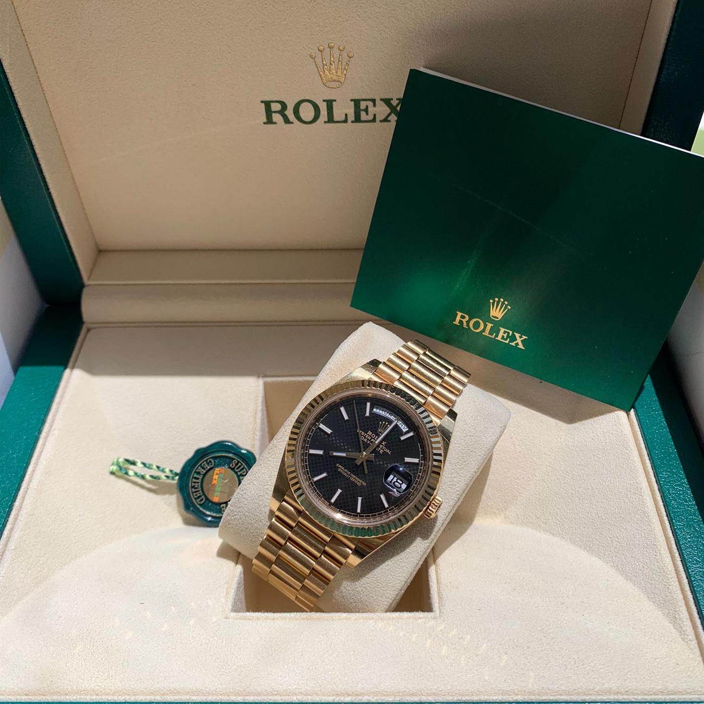 Rolex President Day Date Black Motif Dial 18k Yellow Gold Men's Watch 228238 1