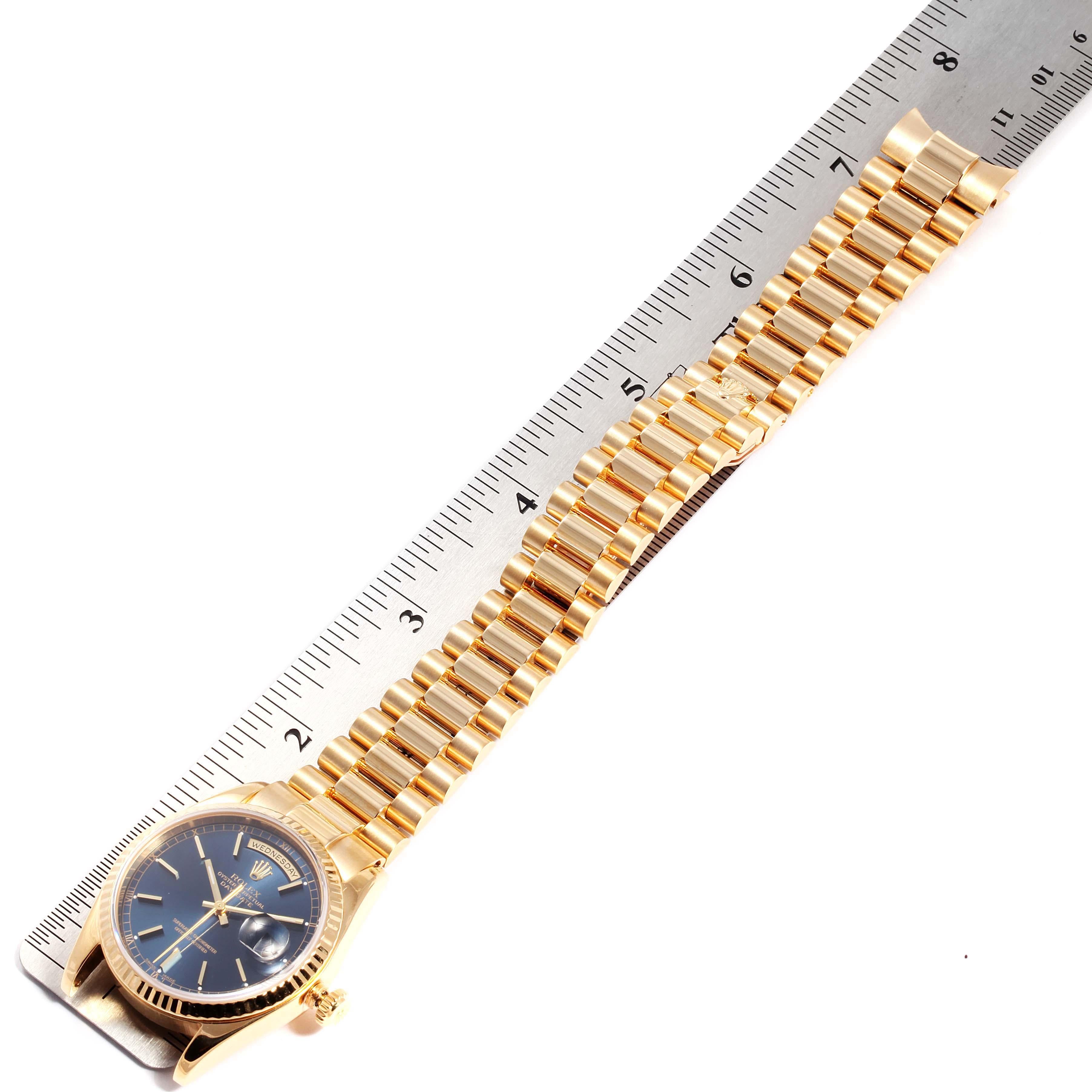 Rolex President Day-Date Blue Dial Yellow Gold Men's Watch 118238 7