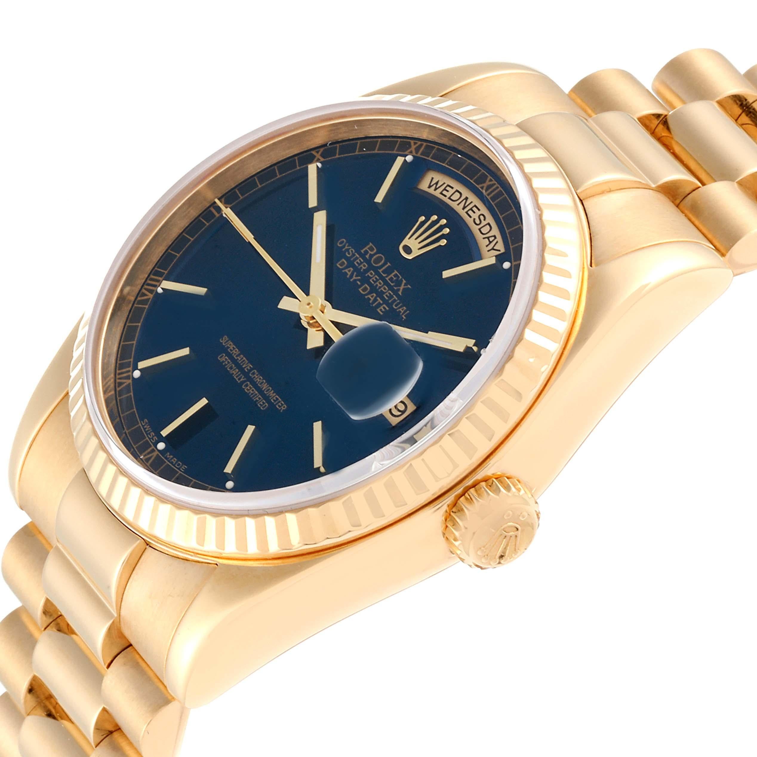 Rolex President Day-Date Blue Dial Yellow Gold Men's Watch 118238 2