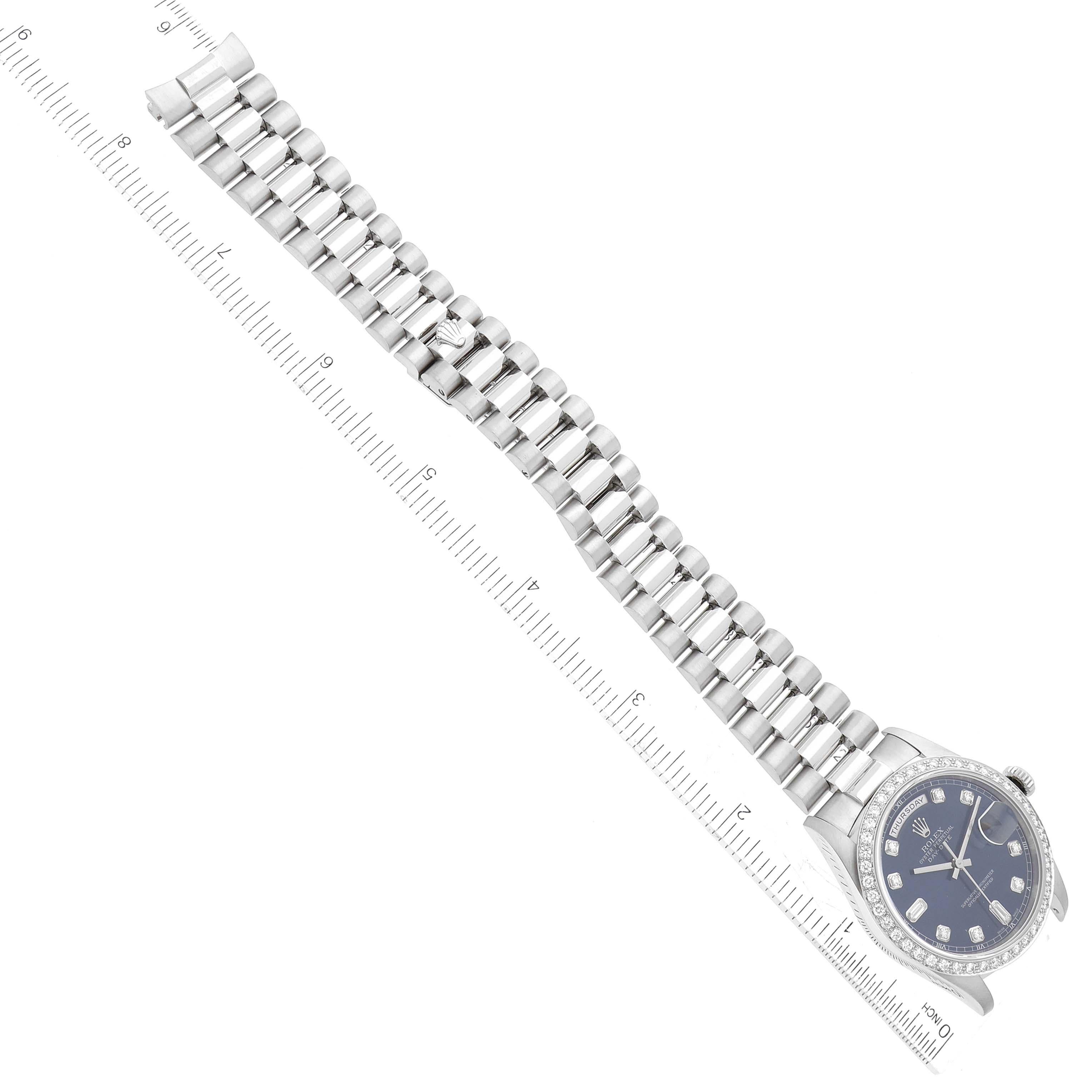 Rolex President Day-Date Blue Diamond Dial Platinum Mens Watch 18346 3