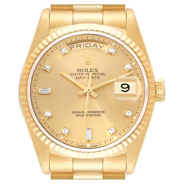 Rolex President Day-Date Yellow Gold Diamond Mens Watch 18238 at ...