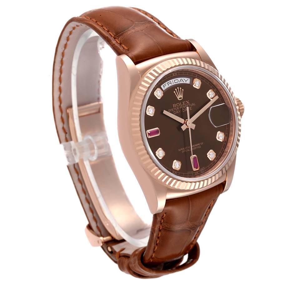 rolex day-date rose gold chocolate dial diamond