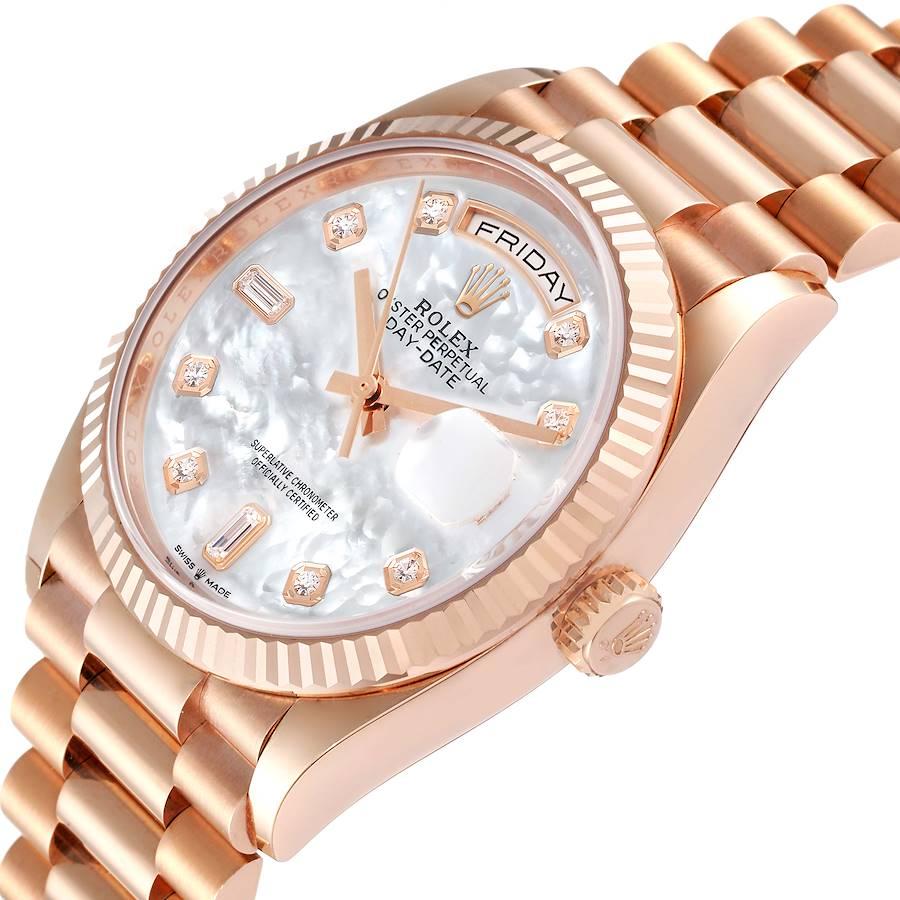 Rolex President Day-Date Everose Gold MOP Dial Mens Watch 128235 Unworn In Excellent Condition For Sale In Atlanta, GA