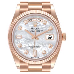 Rolex President Day-Date Everose Gold MOP Dial Mens Watch 128235 Unworn