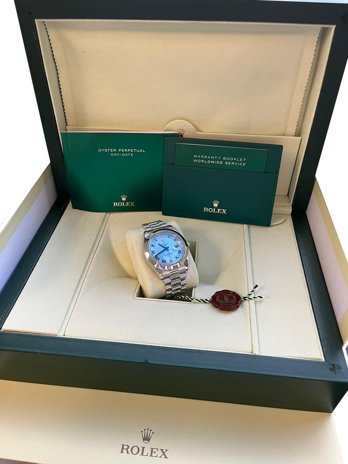 Rolex President Day-Date II 41 mm Ice Blue Roman Dial Platinum Watch ...