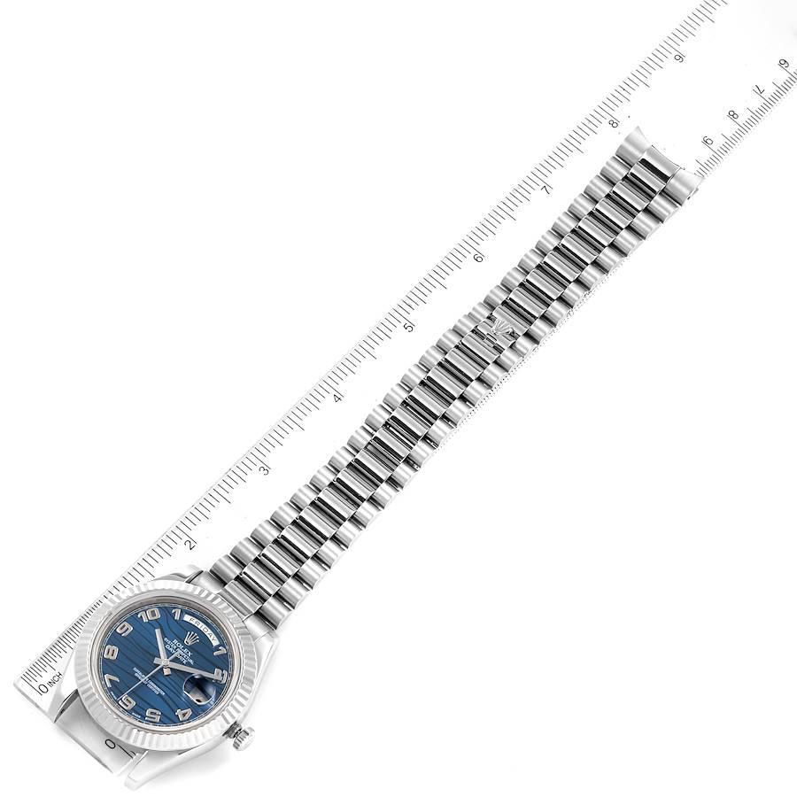 Rolex President Day-Date II White Gold Blue Dial Mens Watch 218239 Box Card 3