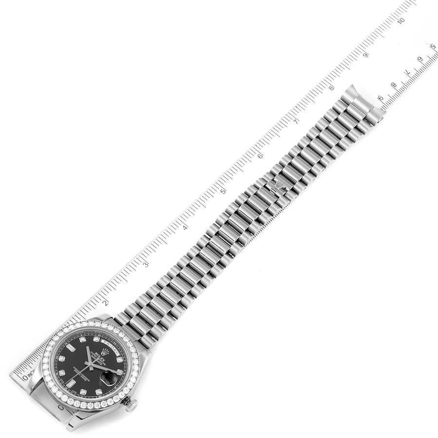 Rolex President Day-Date II White Gold Diamond Mens Watch 218349 Box Card For Sale 4