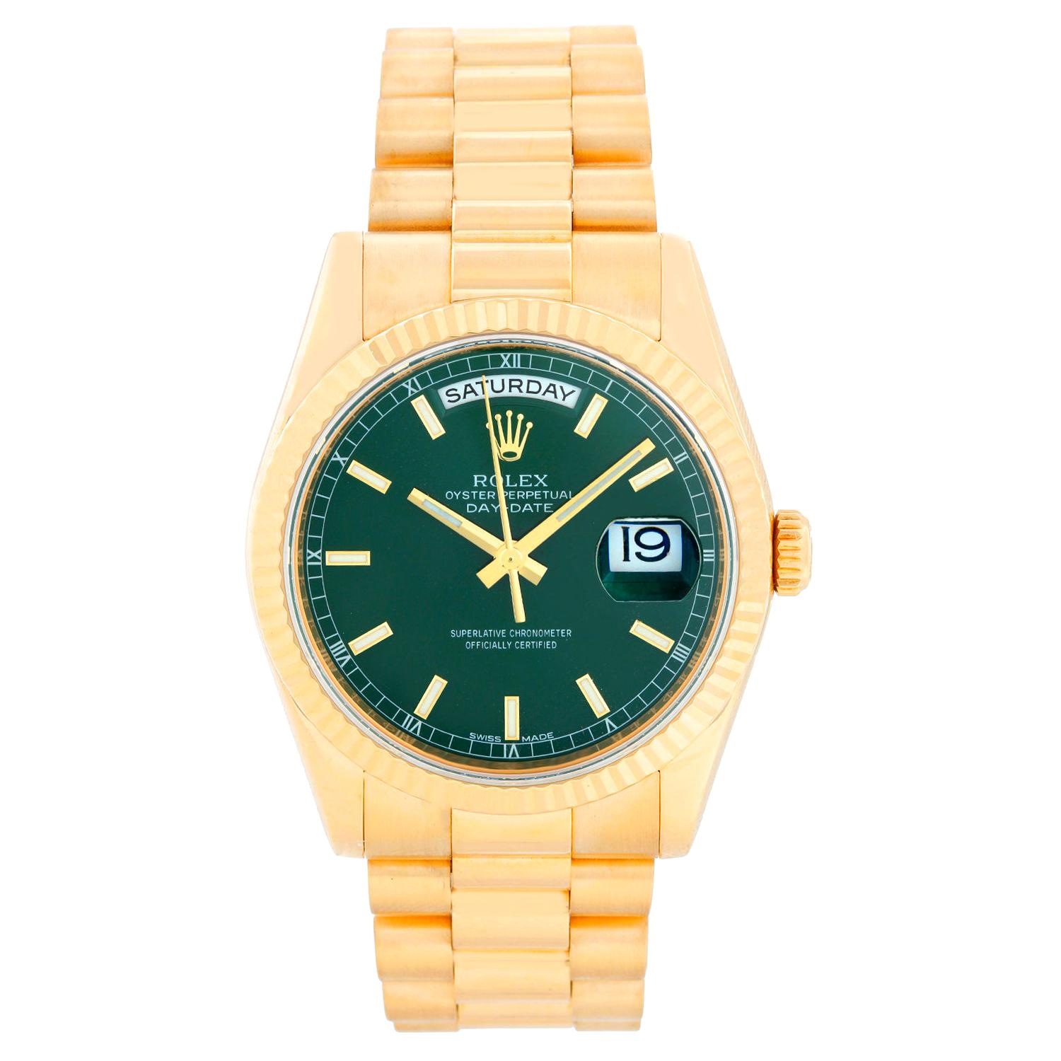 Rolex President Day-Date Men's 18 Karat Yellow Gold Watch 118238