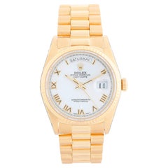 Rolex President 18038 White Roman Day-Date Men's Watch Factory Rolex Warr. Card