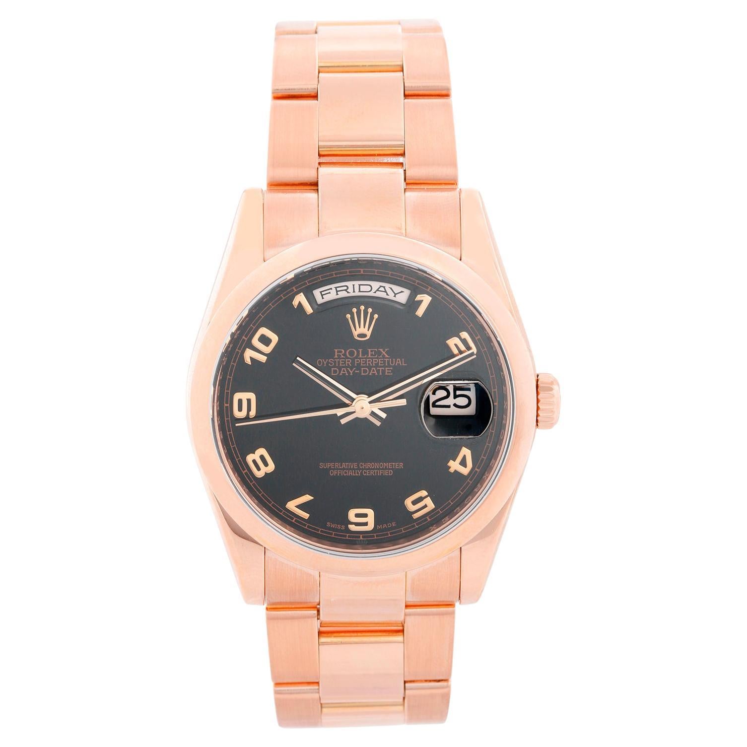 Rolex President Day-Date Men's 18k Rose Gold Watch 118205