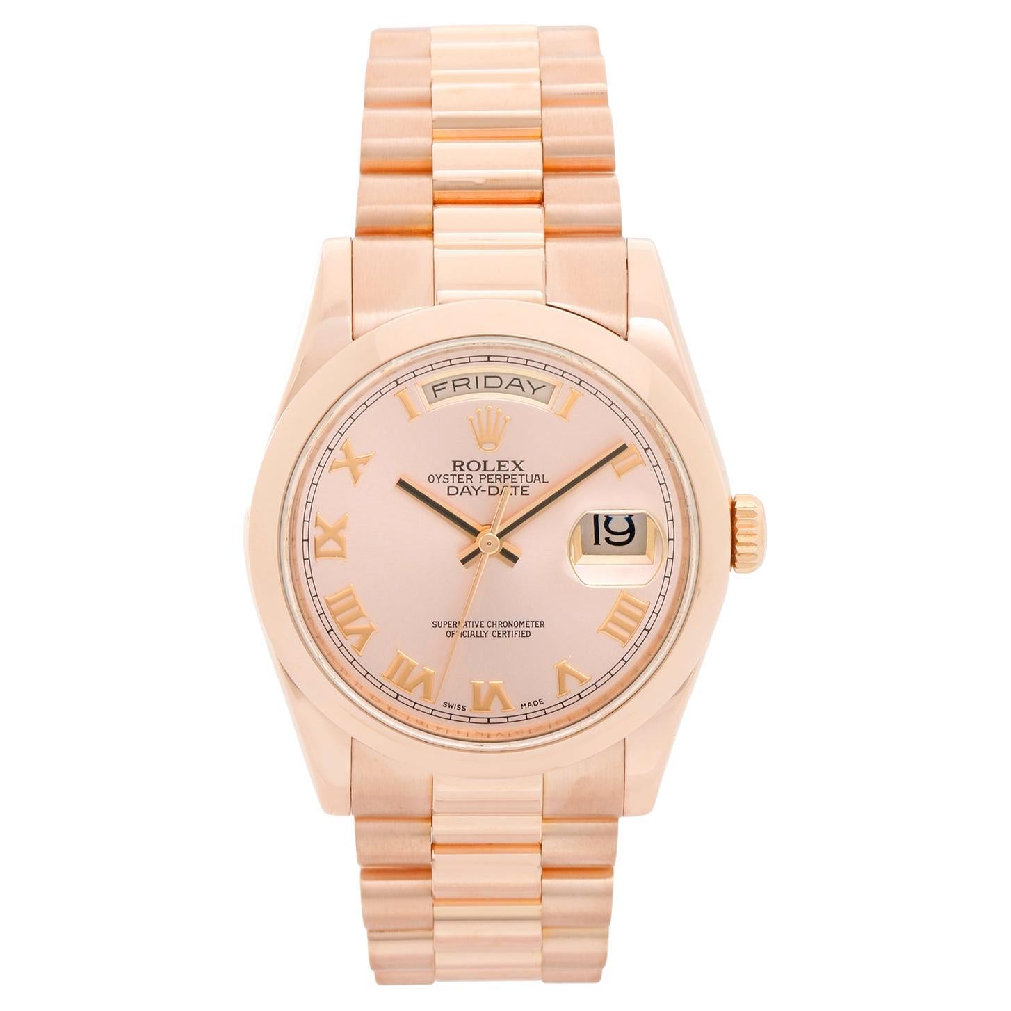 Rolex President Day-Date Men
s 18k Rose Gold Watch 118205 en venta