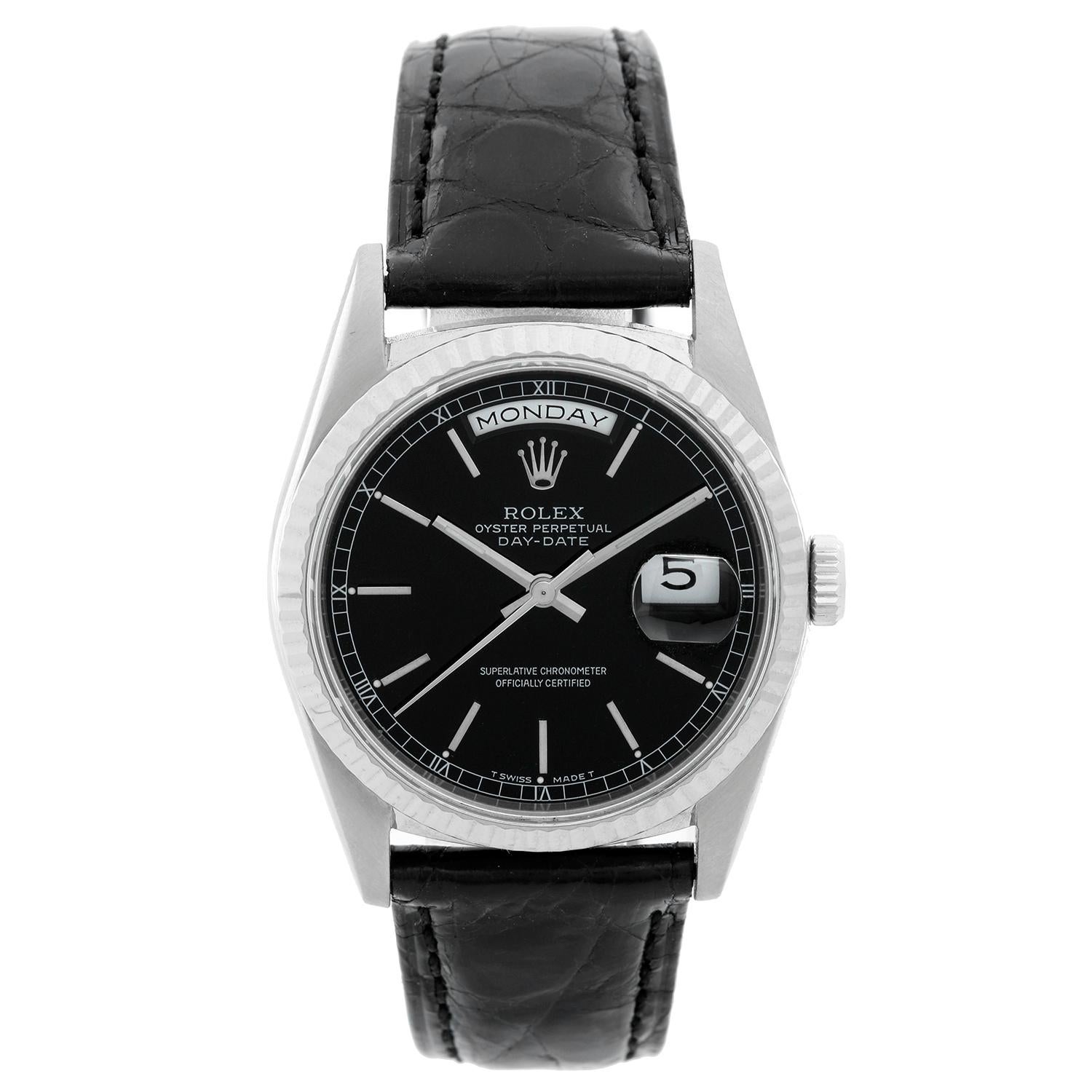 Rolex President Day-Date Men's Black Dial Watch 18239