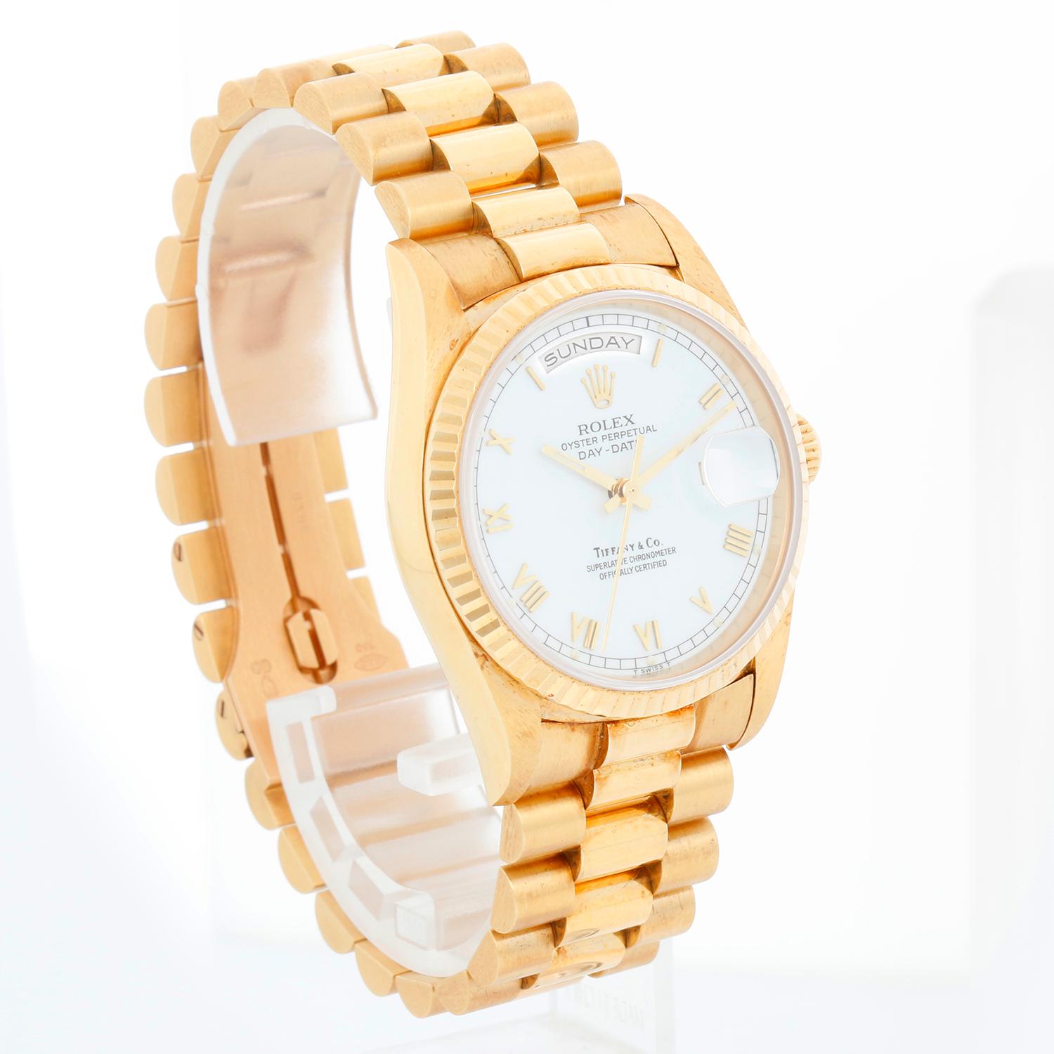 Rolex President Day-Date Men's Watch 18238 Tiffany Dial In Excellent Condition For Sale In Dallas, TX