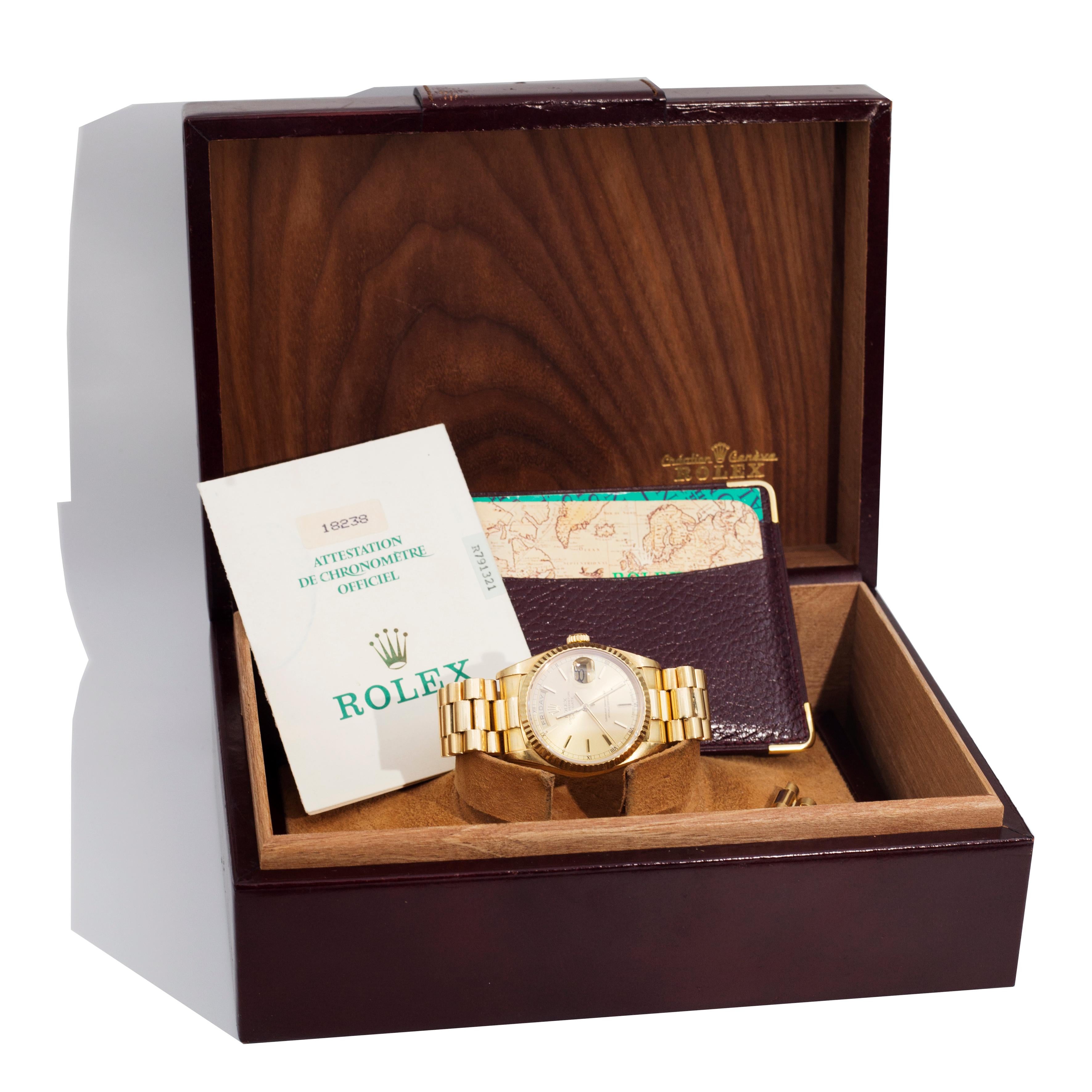 Rolex President Day-Date Model 18238 Solid 18 Carat Gold Watch with Box Papers 2