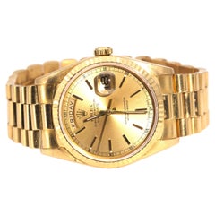 Vintage Rolex President Day-Date Model 18238 Solid 18 Carat Gold Watch with Box Papers