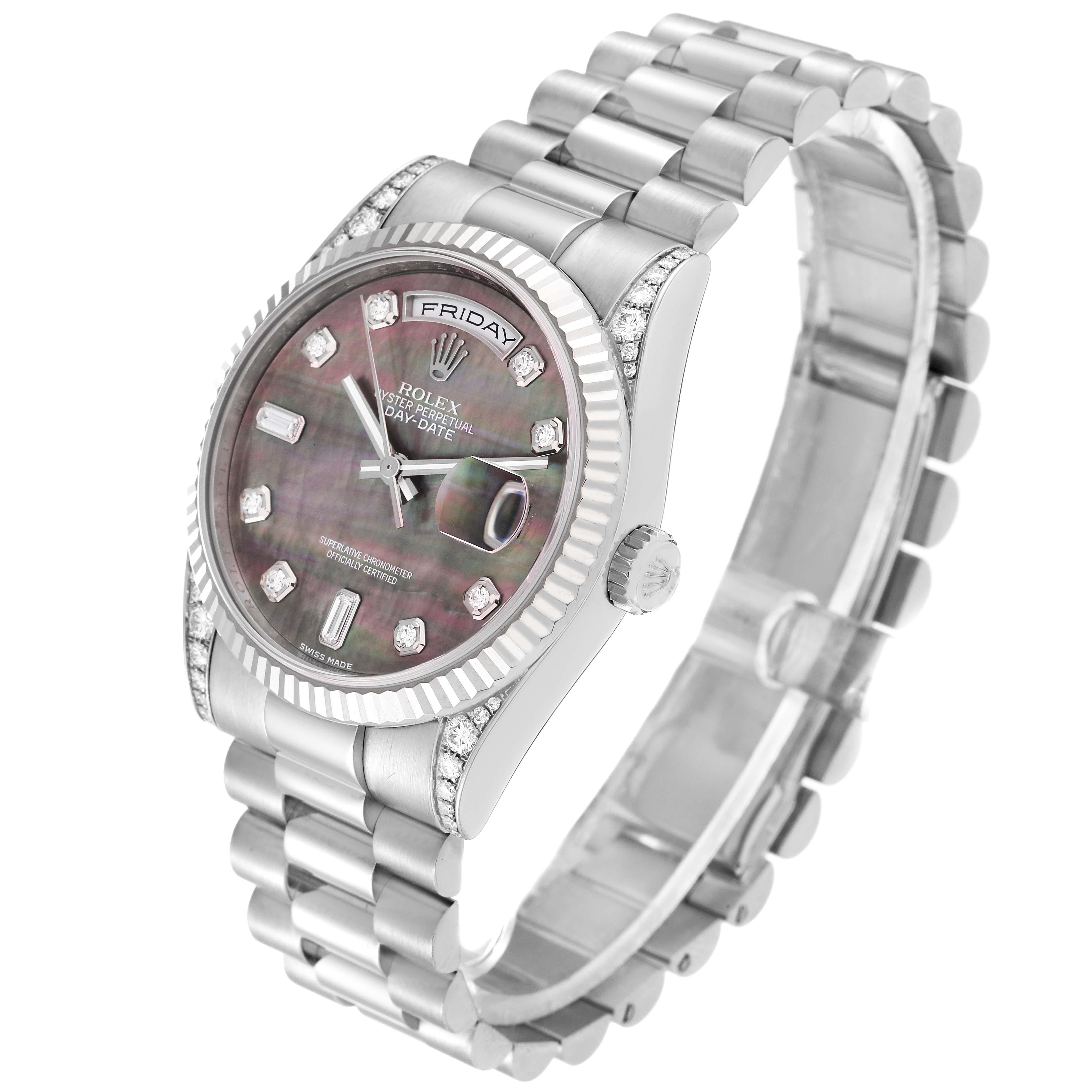 Rolex President Day-Date Mother of Pearl White Gold Diamond Mens Watch For Sale 3