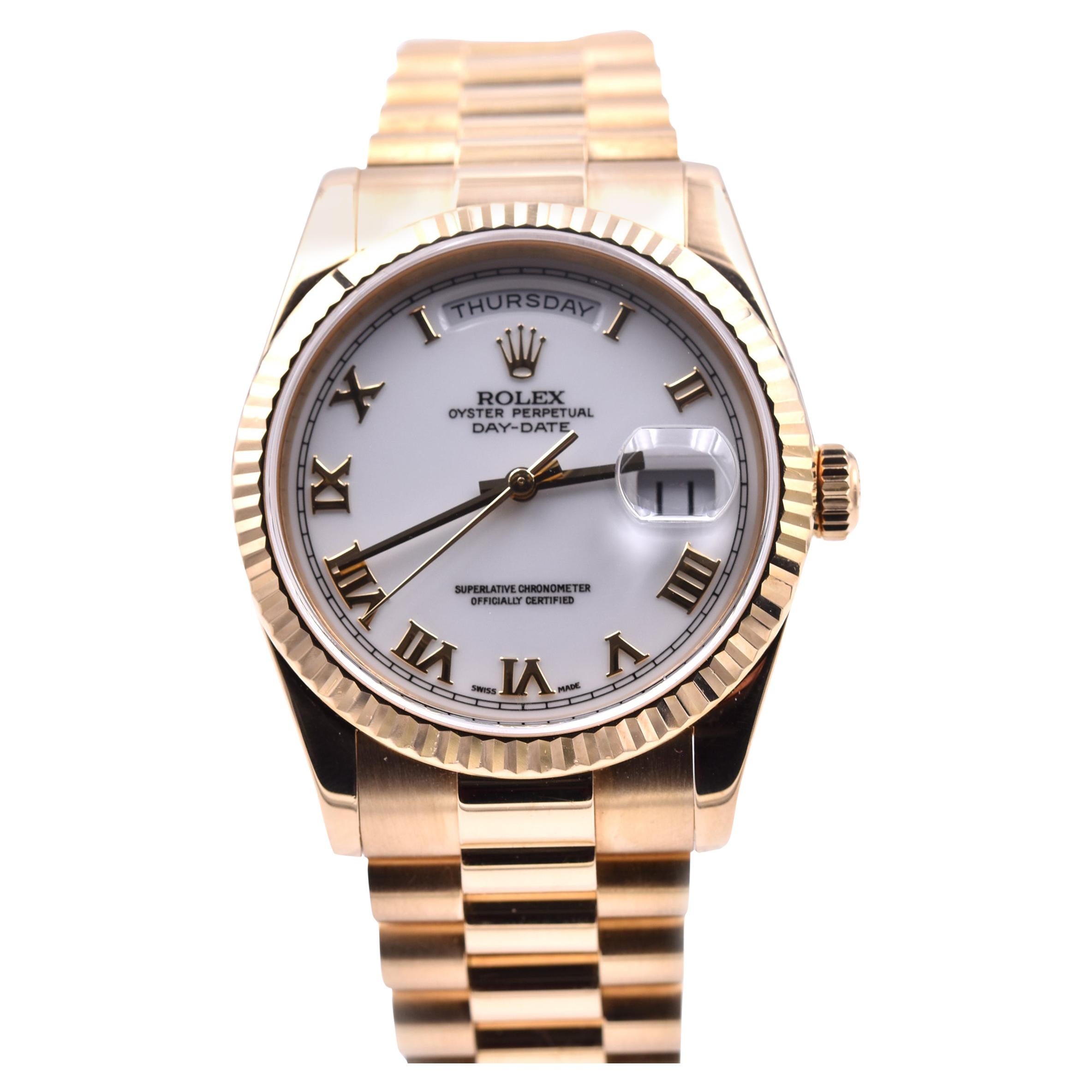 Rolex President Day-Date New-Style 18 Karat Yellow Gold Watch 118238