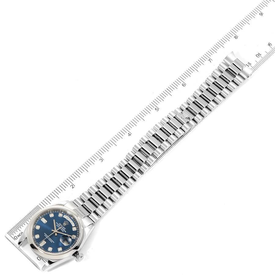 Rolex President Day-Date Platinum Blue Diamond Dial Mens Watch 118206 For Sale 3
