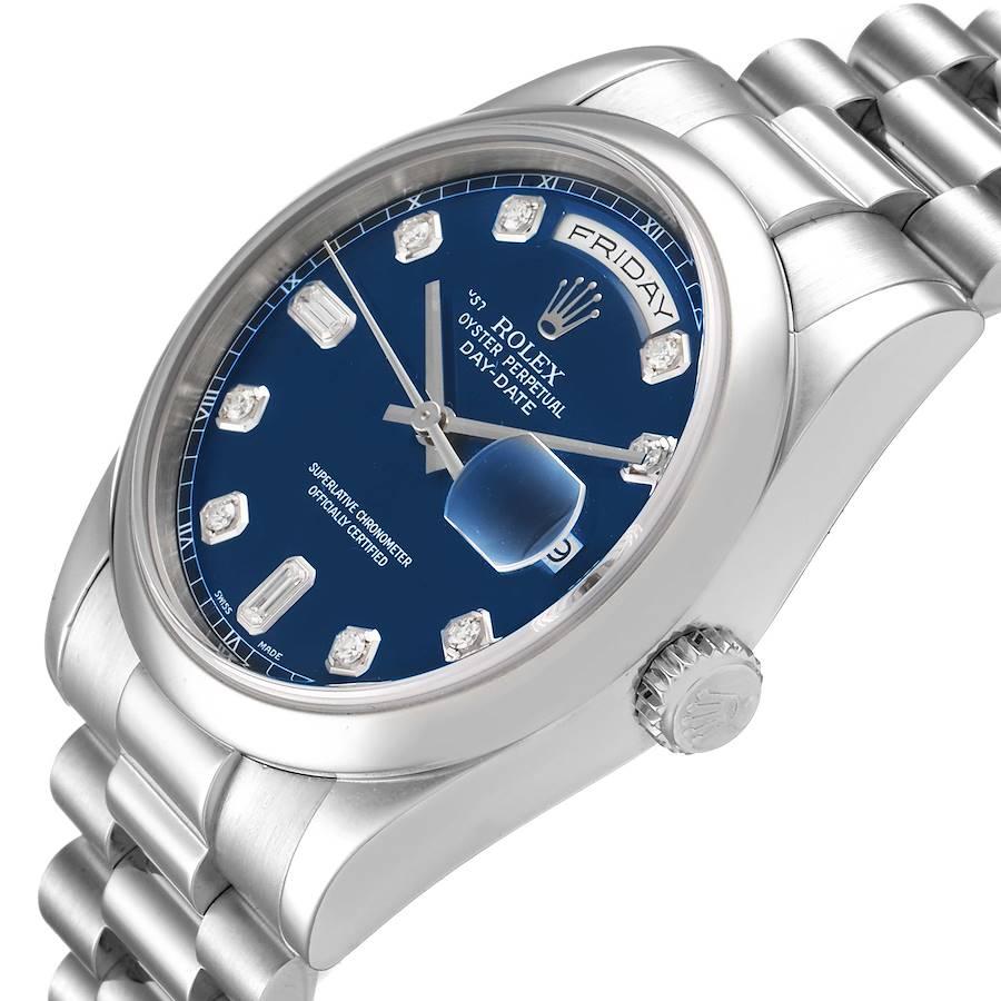 day date platinum blue dial